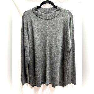 Talbots Plus Size 1X Pure Merino Wool Sweater Tunic Black Ribbed Sleeves Work